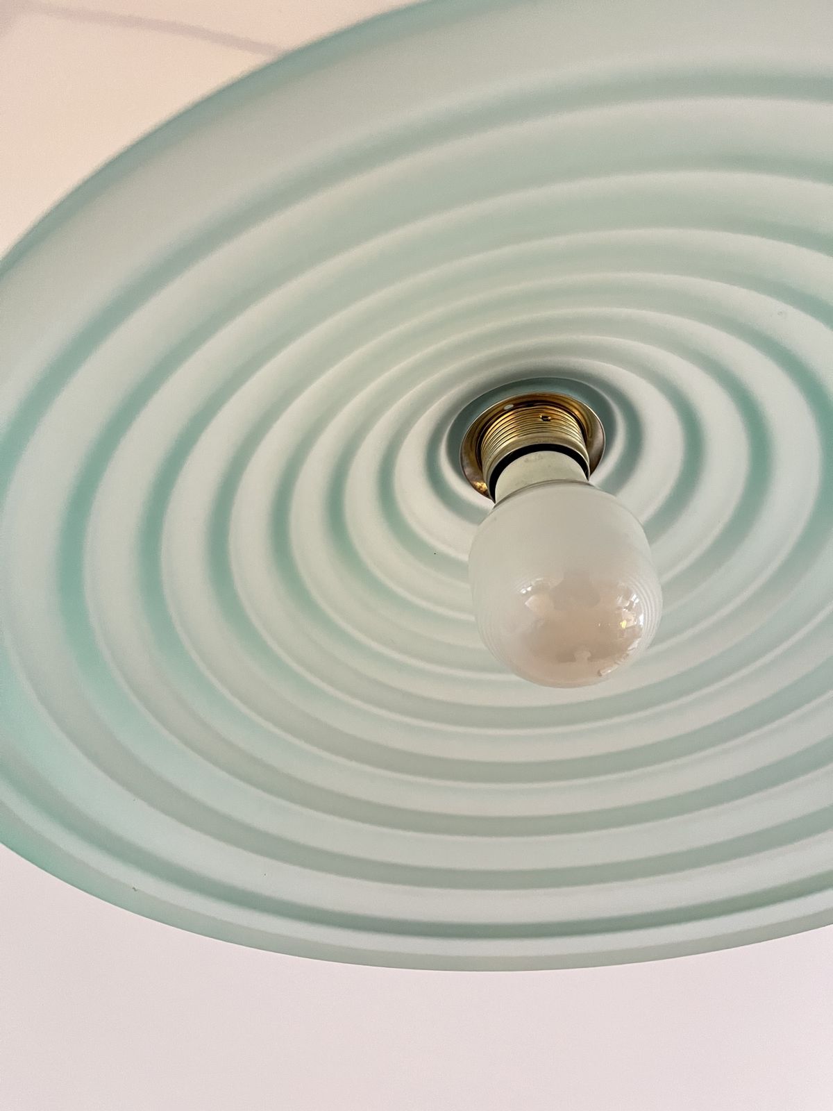 Vintage Aqua Green Honeycomb Glass Ceiling Lamp, 1980s photo Lighting