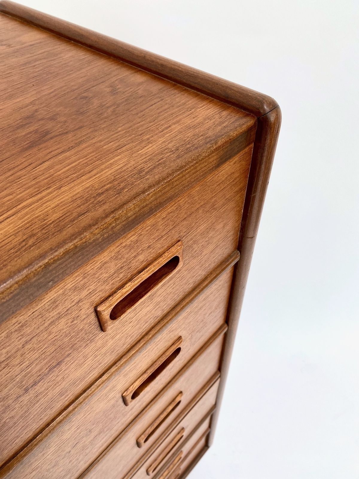 Danish Teak Chest Of Drawers With Recessed Handles Mid Century Tallboy 1960s photo vintage