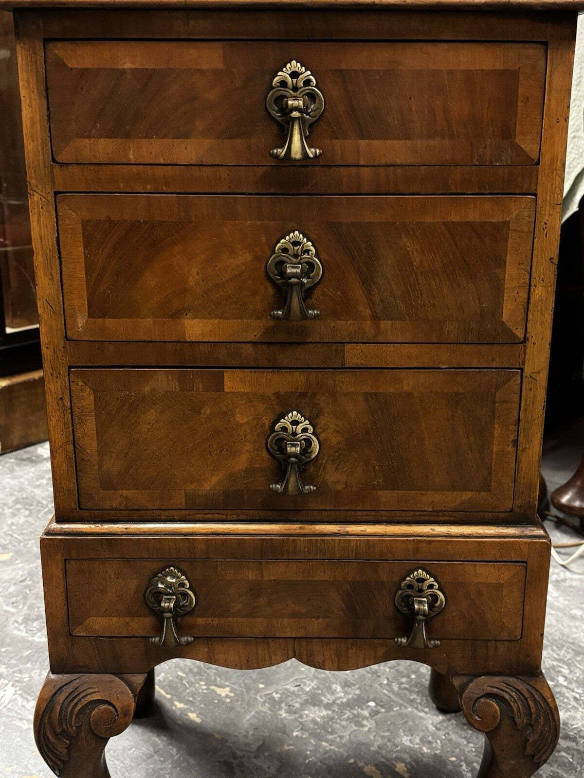 Art Deco Walnut Small Chest Of Drawers, Brass Handles. photo 587.0