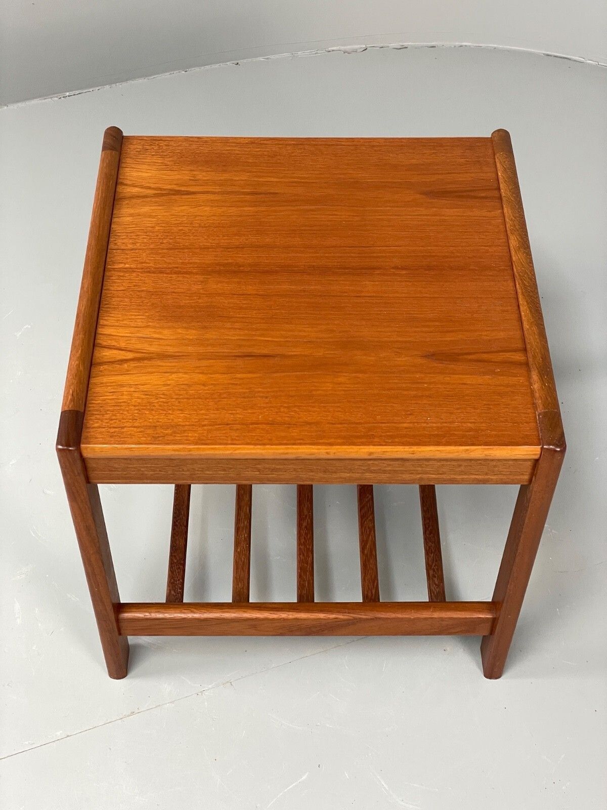 Vintage Teak Side Table Danish 1970s With Magazine Rack Bedside Mwoo photo for sale