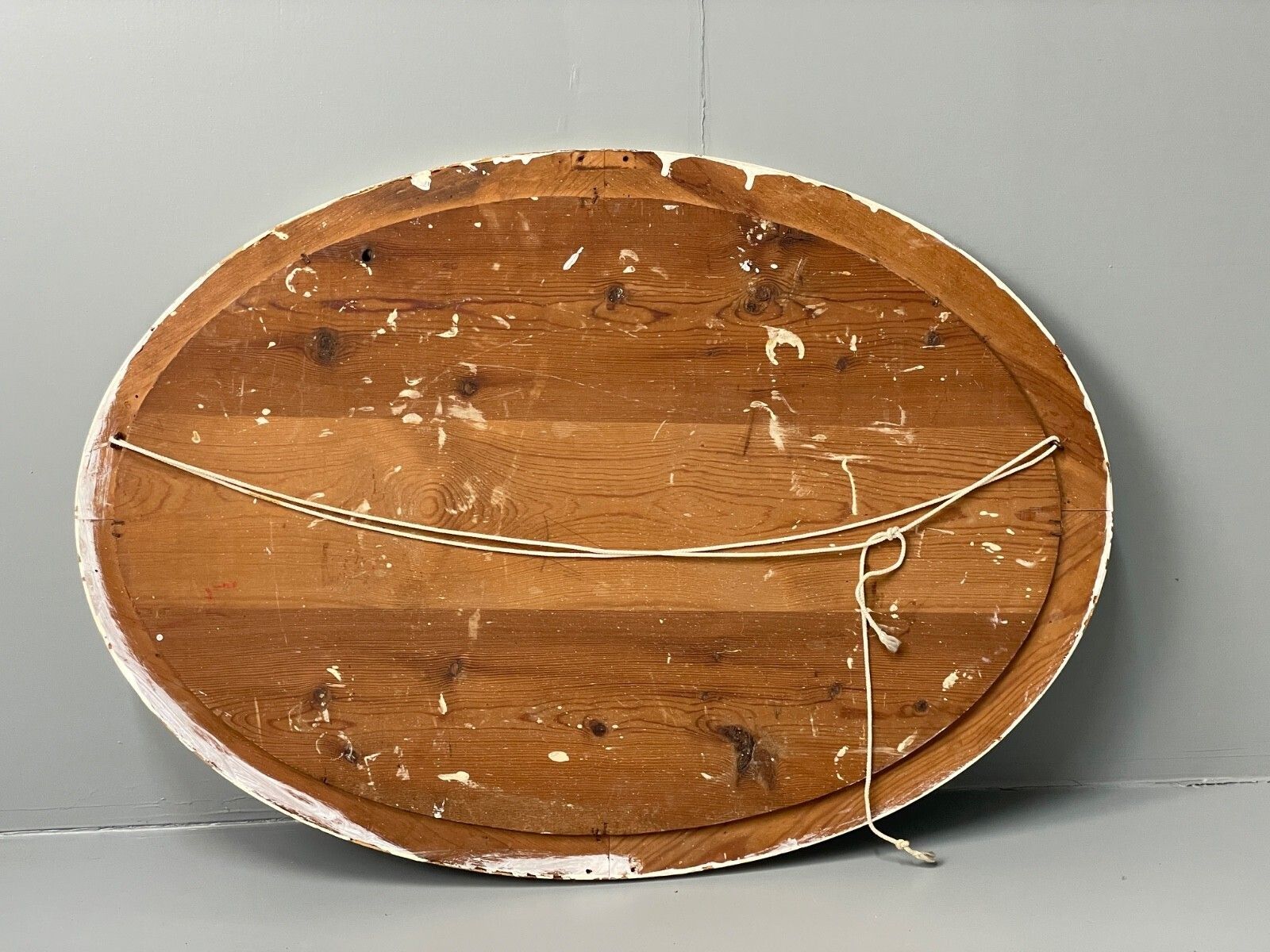 150.0 Antique Oval Wall Mirror White & Gold Painted Bevelled Patina photo