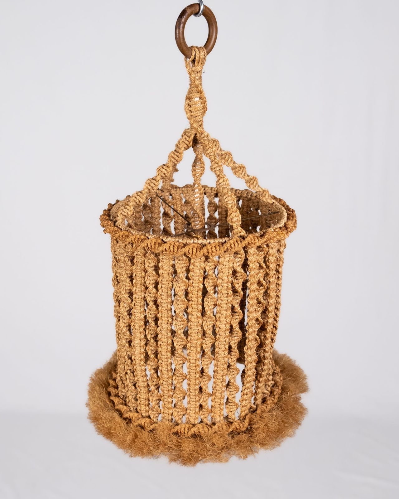 Macramé Rope Pendant Lamp, In The Style Of Audoux Et Minet, France, 1960s photo furniture