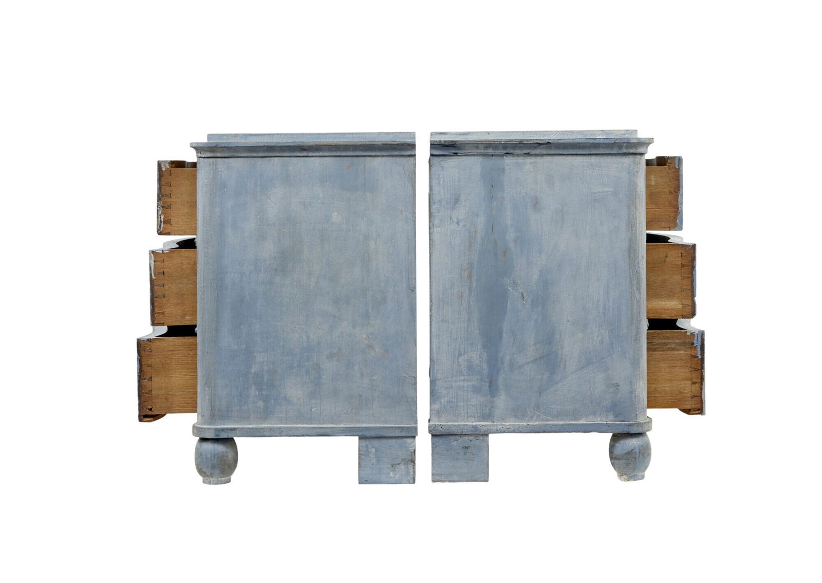 Swedish Pair Of 19th Century Painted Serpentine Shaped Chest Of Drawers photo vintage
