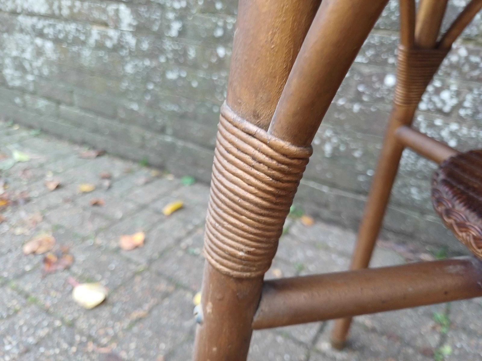 photo furniture Vintage Lloyd Loom Style Wicker Side Table Gold Glass Top Brass Feet 1930s Occasional Conservatory Bedside Or Living Room Free Hand Delivery