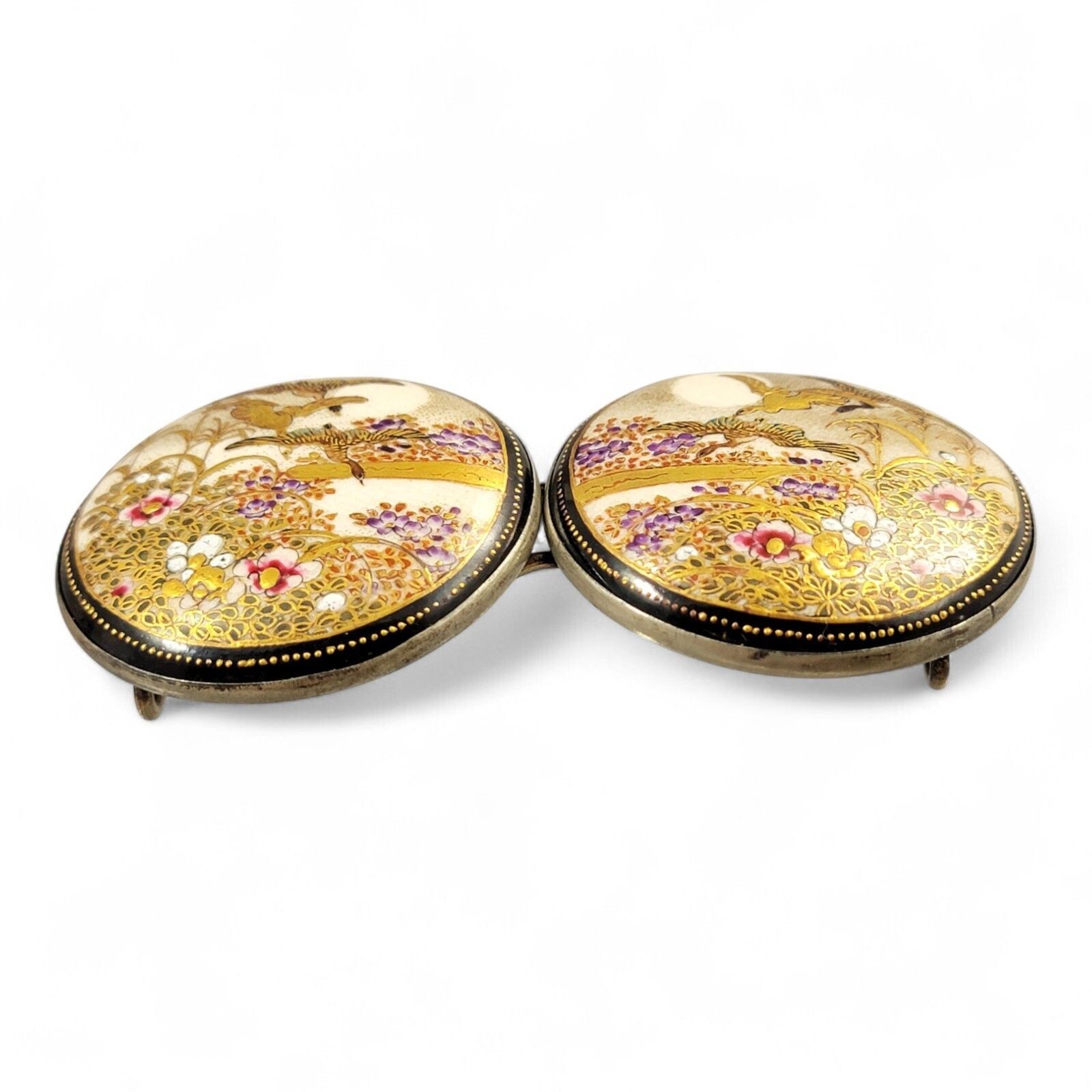 Atique Japanese Kyō Satsuma Silver Art Buckle, Kyoto C.1890–1915, Fine Quality photo for sale