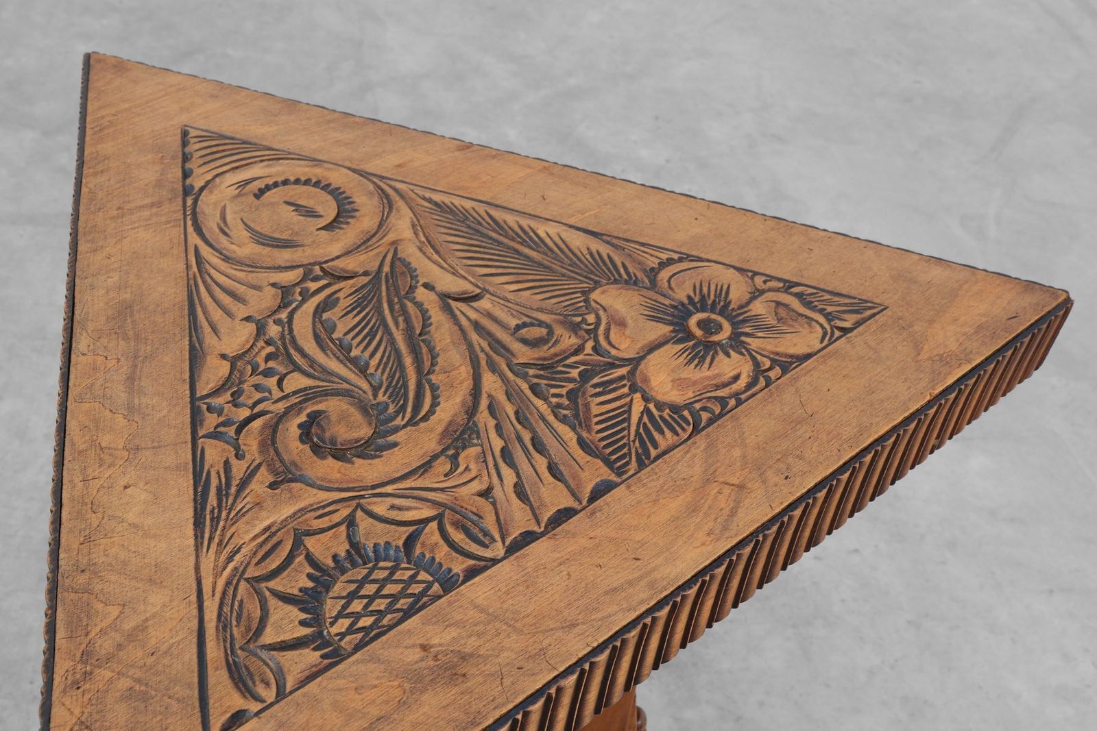 Art Nouveau Triangular Side Table In Carved Wood, 1890s photo 2343.0