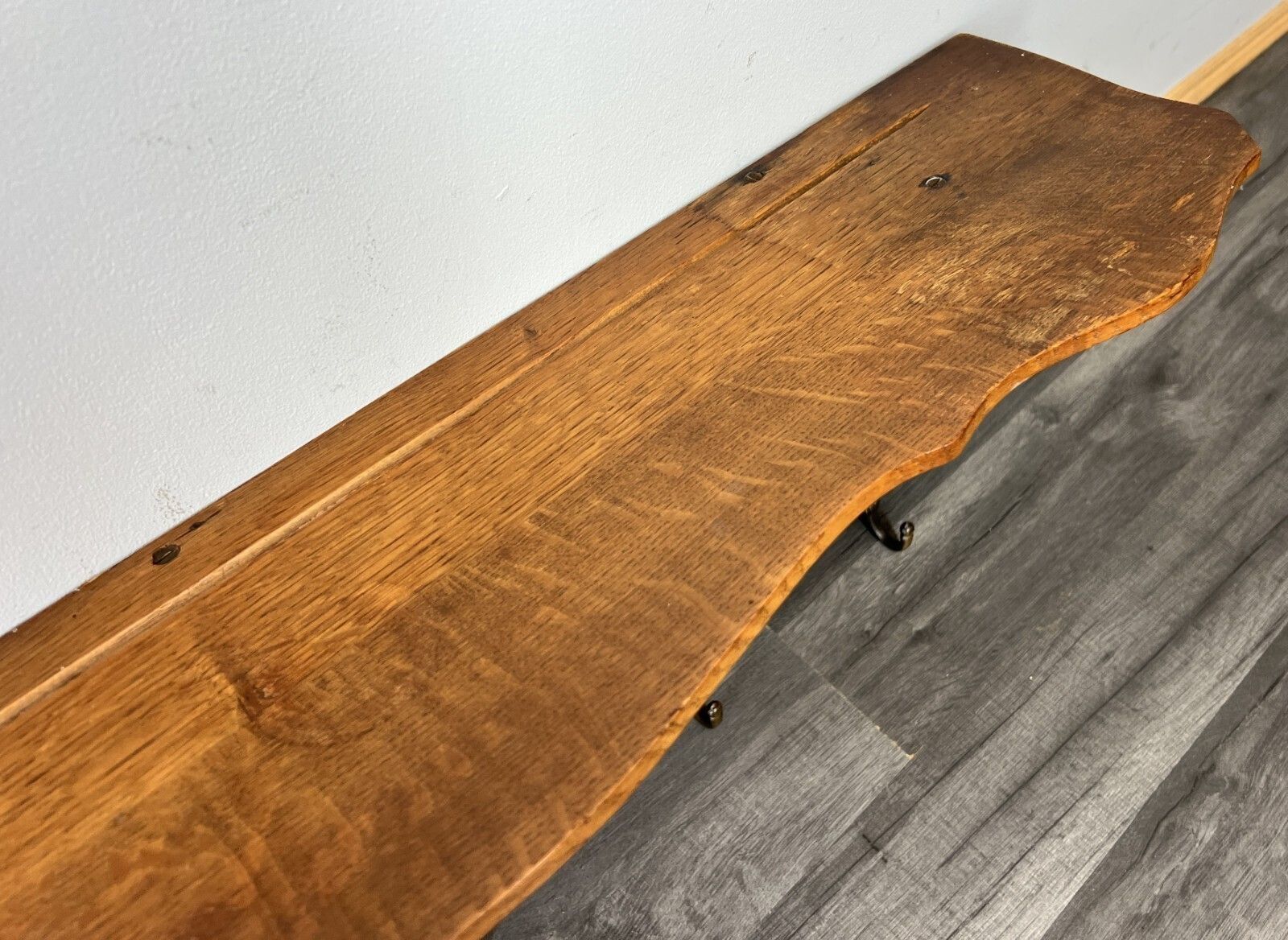 photo furniture French Vintage Style Coat Rack Oak 5 Hooks Ornate Wall Shelf Coat Lot 4691