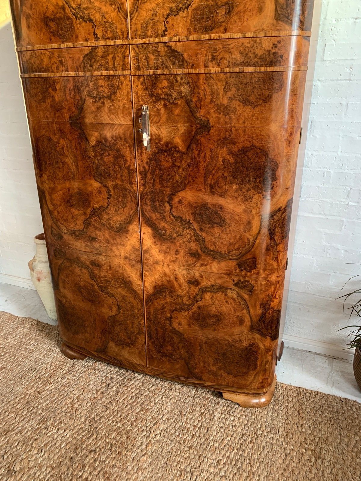 Art Deco Double Wardrobe – Burr Walnut Veneer photo for sale