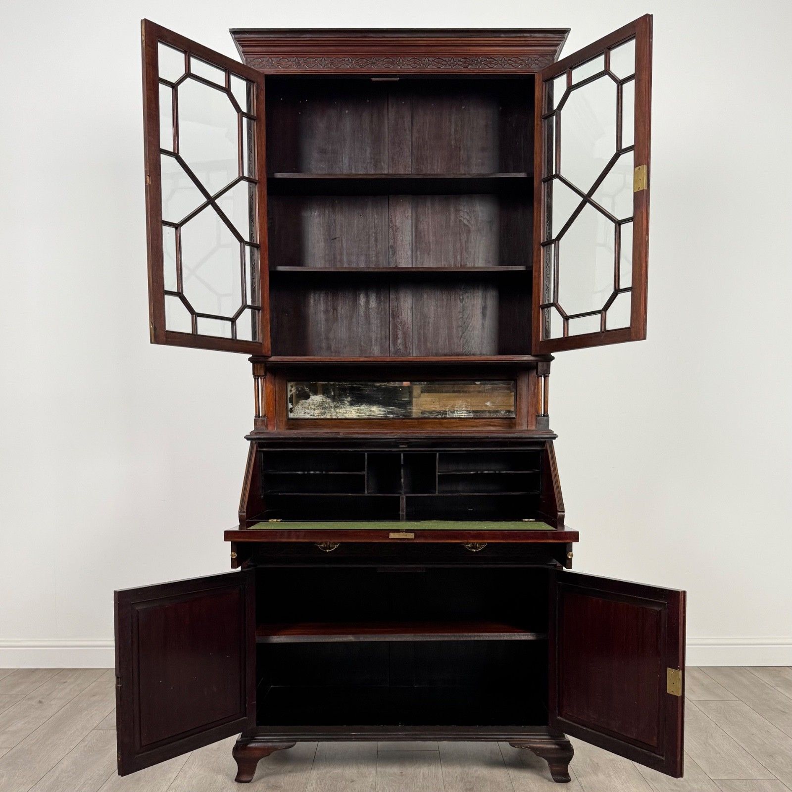Antique 20th Century Chippendale Style Bureau Bookcase photo for sale