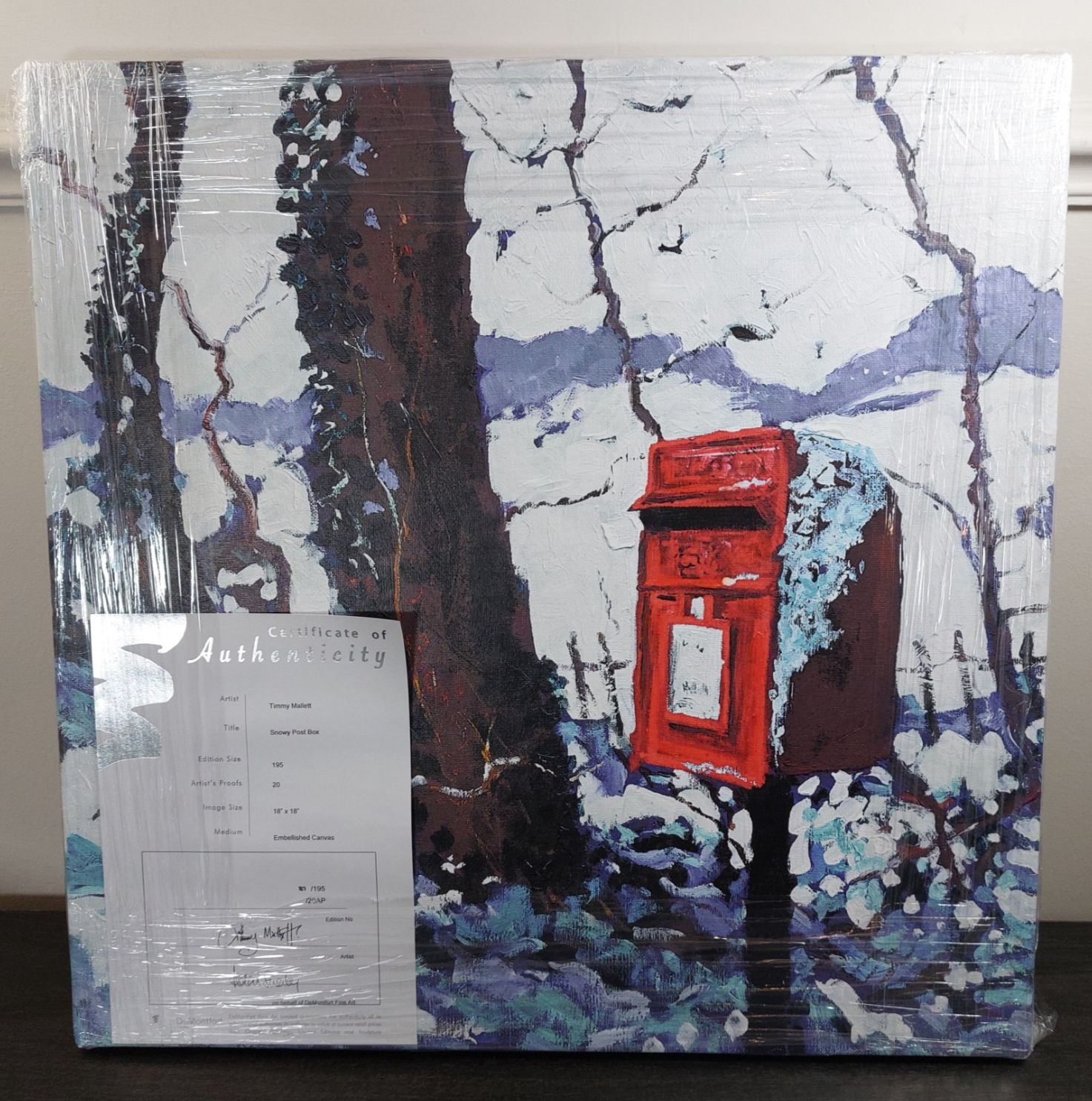 Timmy Mallett Snowy Post Box Canvas Print Signed Limited Edition 81/195