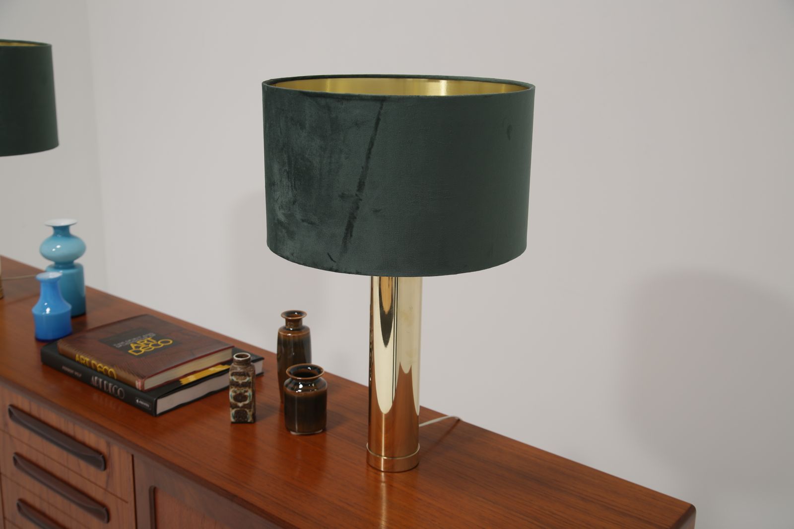 Bergboms B 010: Pair Of Minimalist Cylindrical Solid Brass Table Lamps, Sweden, 1960s photo buy