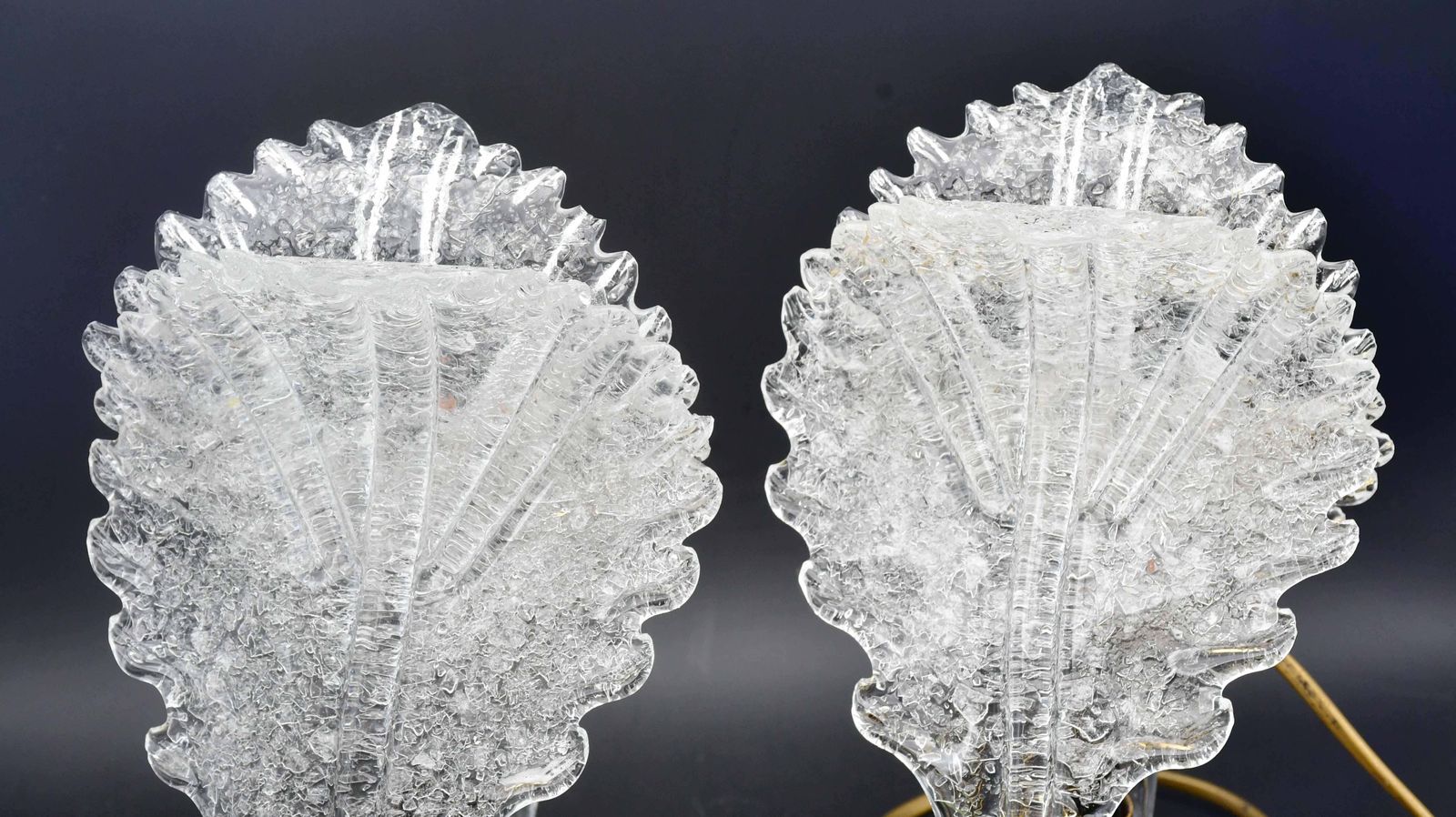 Set Of 2 Murano Glass "Swan Shape" Table Lamps Trasparent Leaves photo Lighting