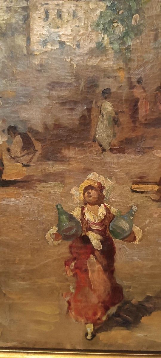 photo furniture Oil Painting On Canvas Sallvatore Balsamo (Naples 1894 1922) Marina