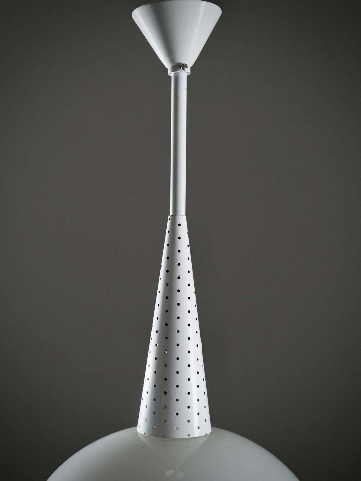 Set Of 2 Mathieu Matégot For Holophane Ceiling Lamps In Metal And Glass, 1960's photo Lighting