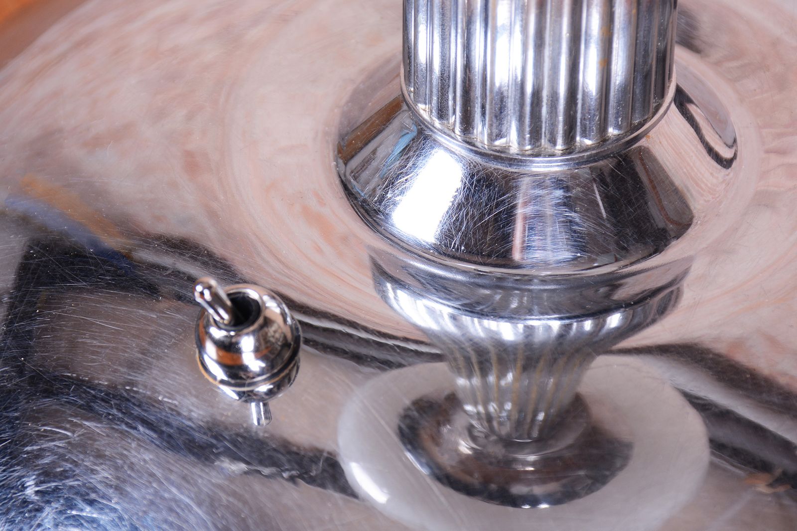 Restored Bauhaus Table Lamp, Chrome, Steel, Opaline Glass, Czech, 1930s photo vinterior