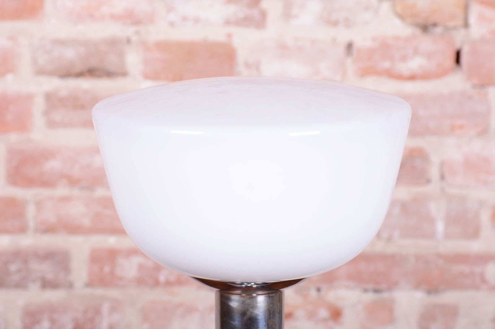 Restored Bauhaus Table Lamp, Chrome, Steel, Opaline Glass, Czech, 1930s photo vintage