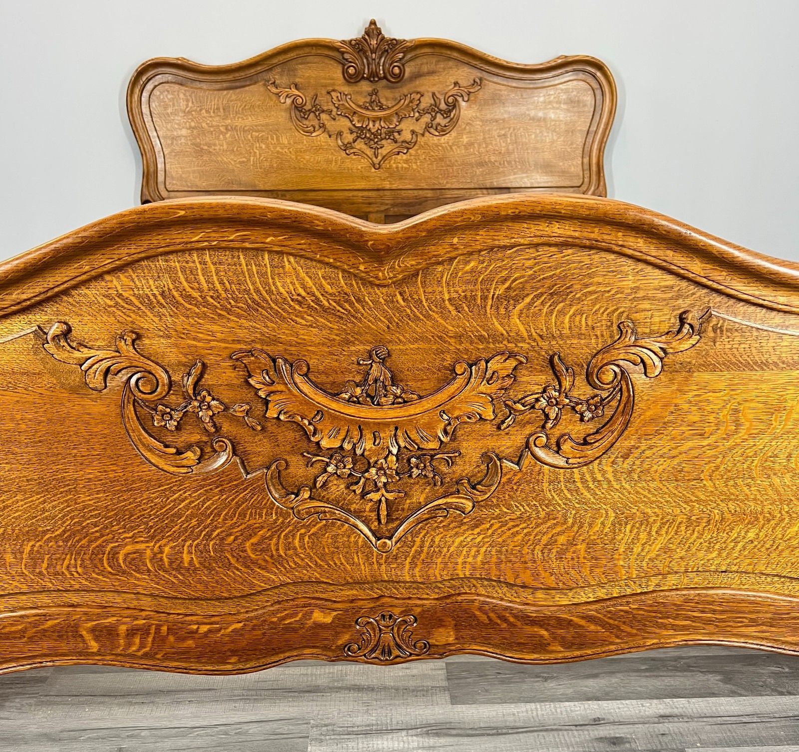 Bed Frame Vintage French Louis XVI Style Oak Double Carved Panel Lot 4112 photo Furniture