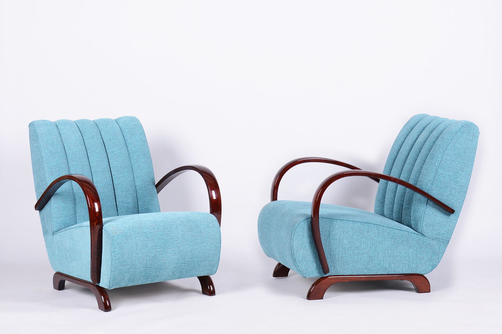 Pair Of Restored Art Deco Armchairs, By J. Halabala, Up Zavody, Czech, 1930s