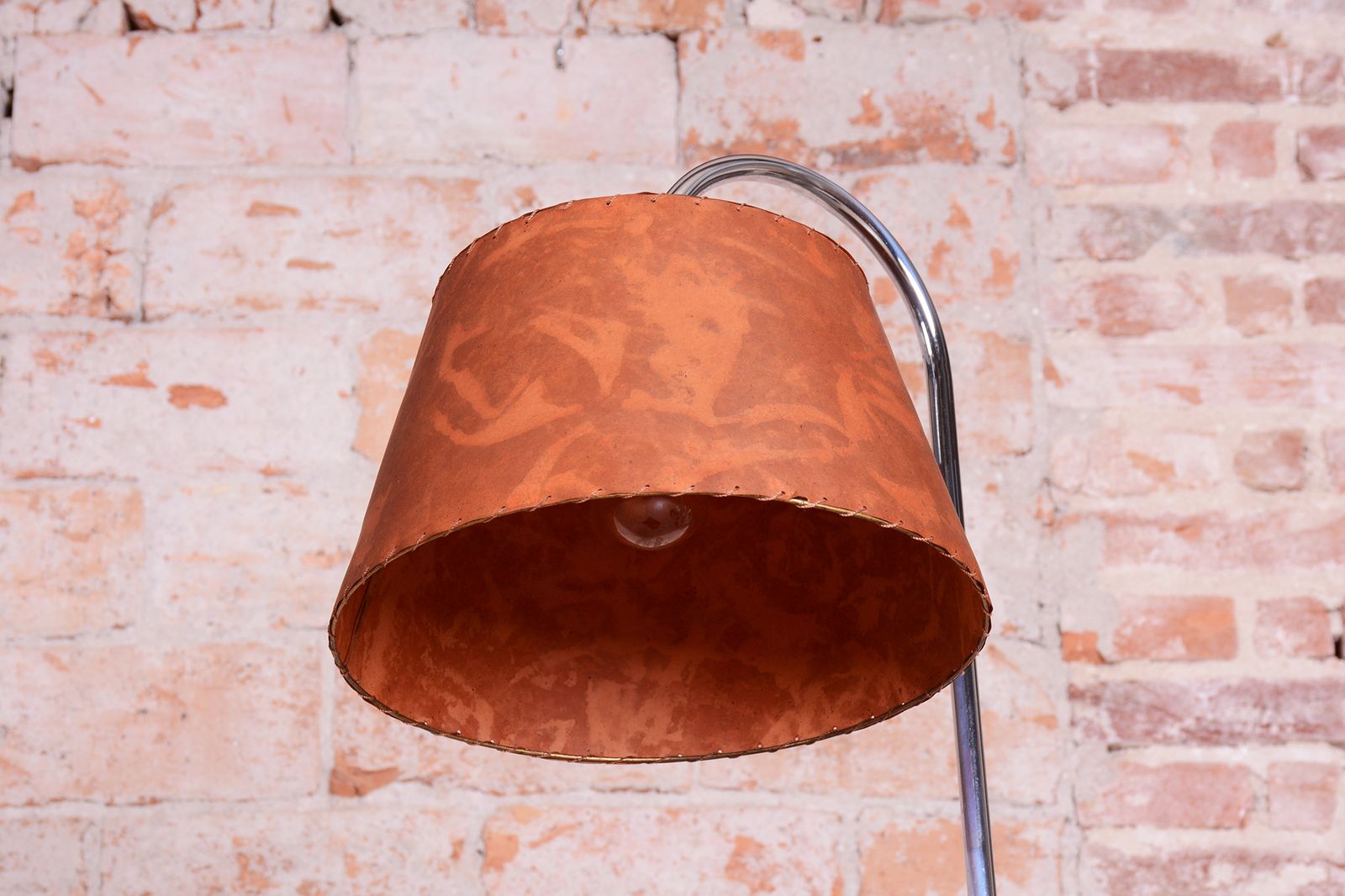 1700.0 Restored Bauhaus Floor Lamp, By Thonet, Chrome, Oak, Chrome, Czech, 1930s photo