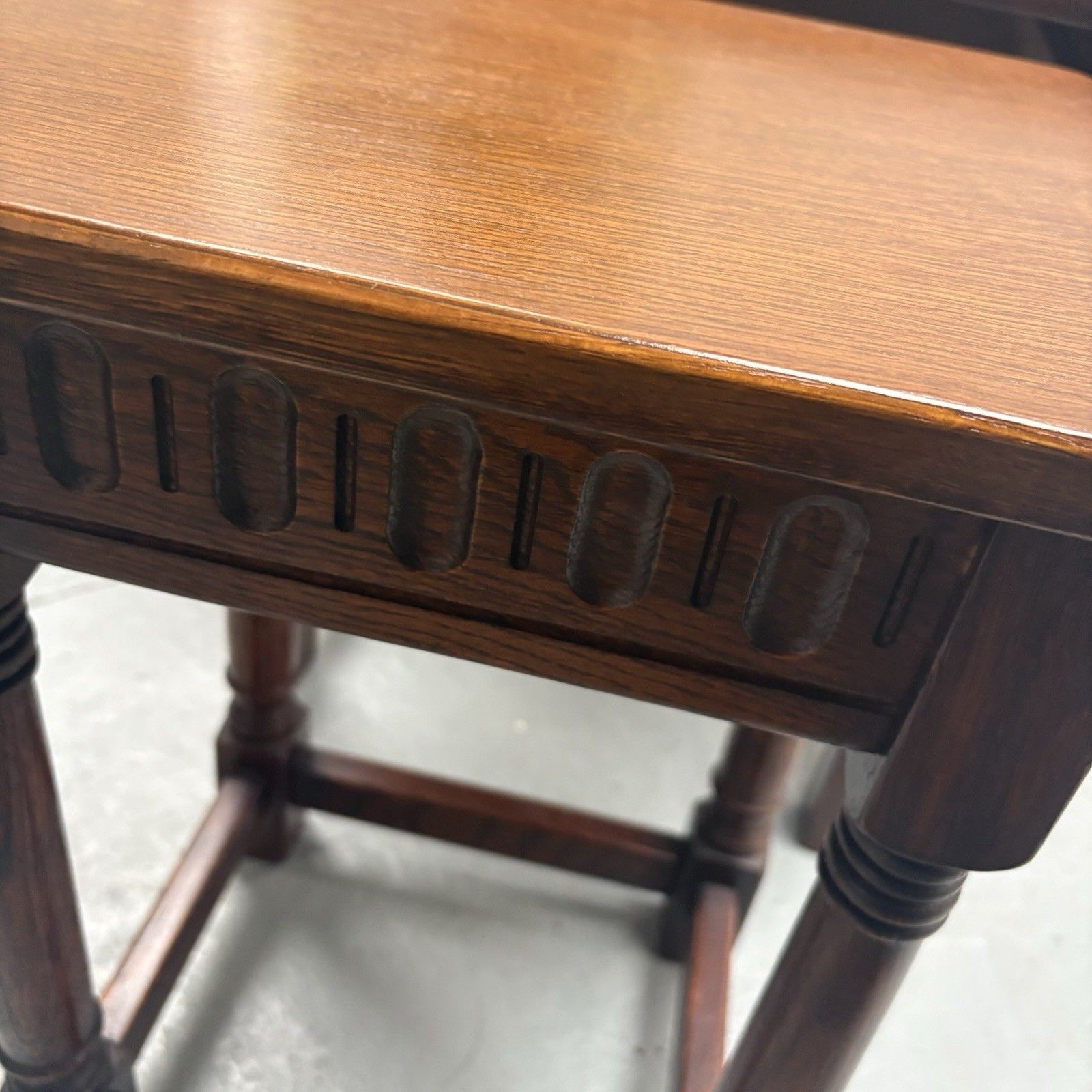 Vintage Priory Solid Oak Nest Of Three Tables Old Charm Style photo for sale