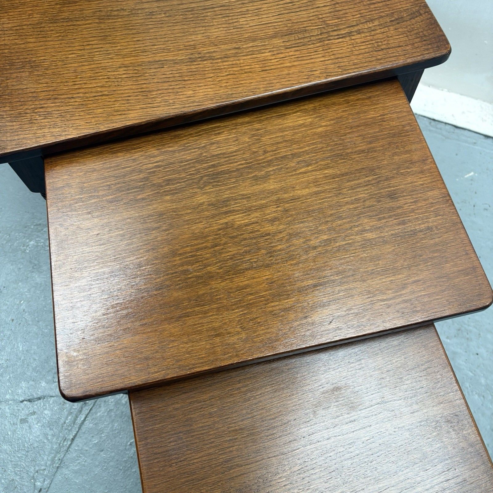 Vintage Priory Solid Oak Nest Of Three Tables Old Charm Style photo 135.0