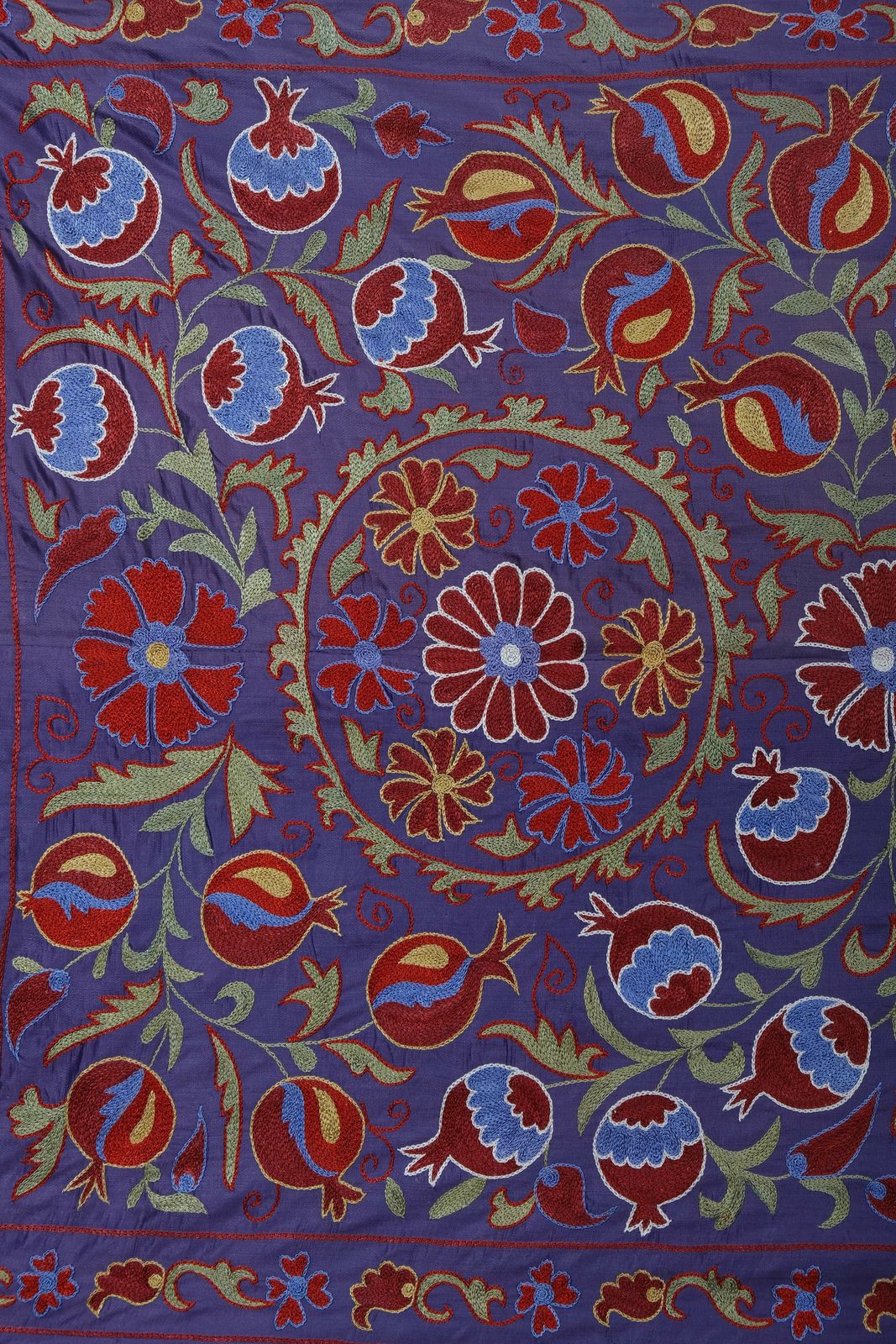 Traditional Uzbek Suzani Fabric   Silk Uzbek Wall Decor   Suzani And Bed Cover 102 X 189 photo vinterior