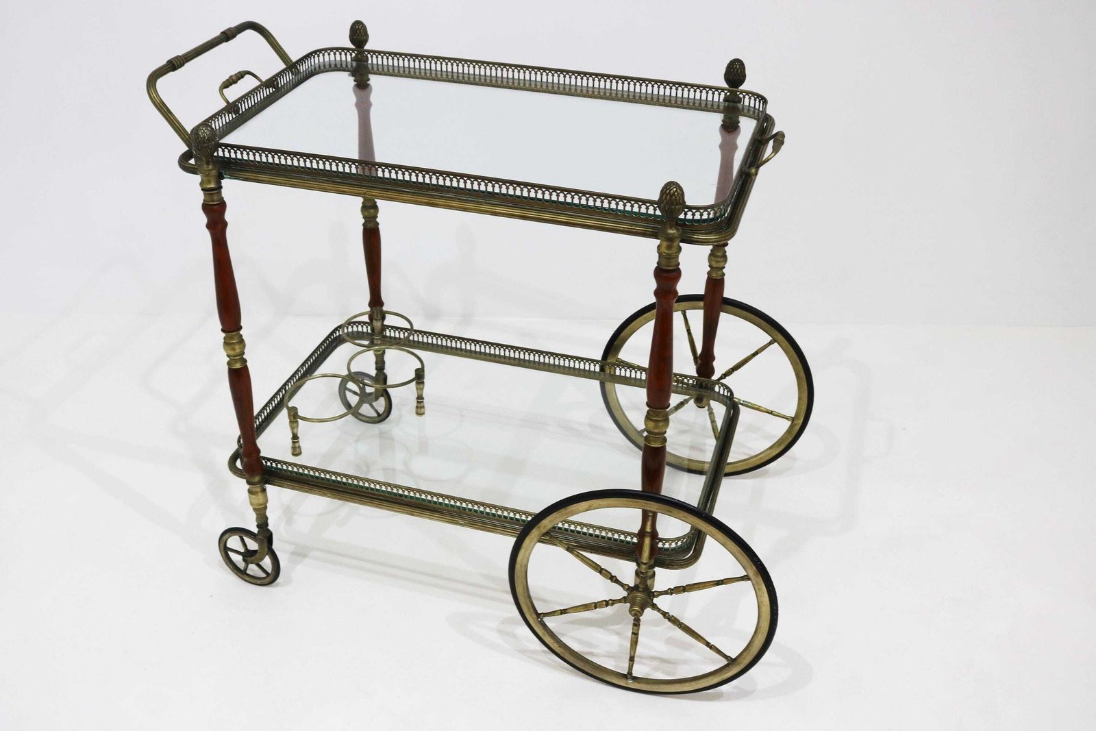 Neoclassical Brass Bar Cart By Maison Baguès, 1940s photo Furniture