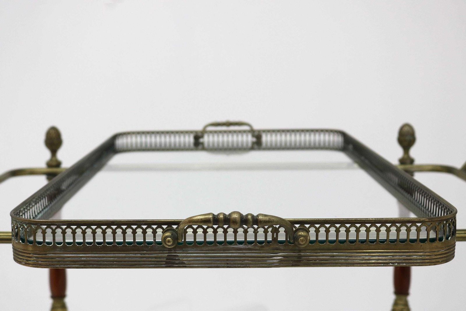 2898.0 Neoclassical Brass Bar Cart By Maison Baguès, 1940s photo
