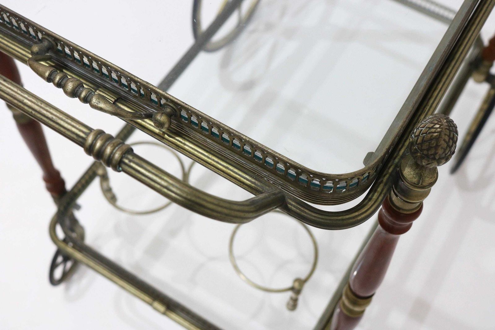 photo buy Neoclassical Brass Bar Cart By Maison Baguès, 1940s