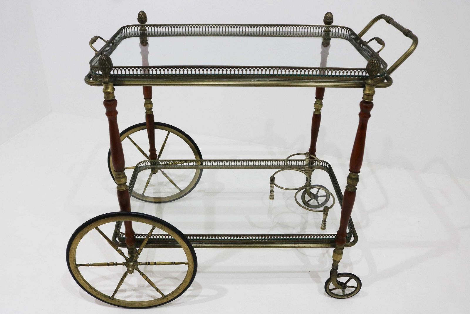photo vintage Neoclassical Brass Bar Cart By Maison Baguès, 1940s