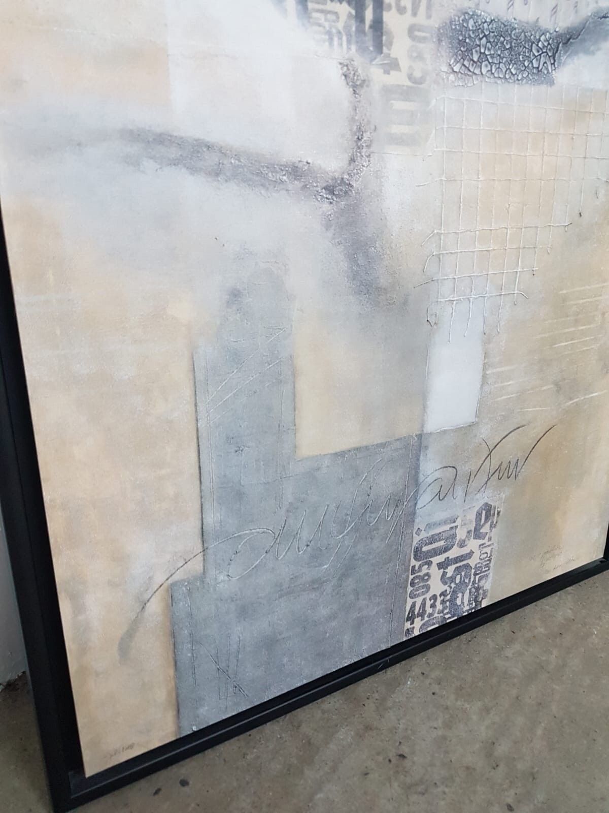Vtg Late Mid Century Abstract Wall Hanging Signed Print Picture Retro R335 photo buy