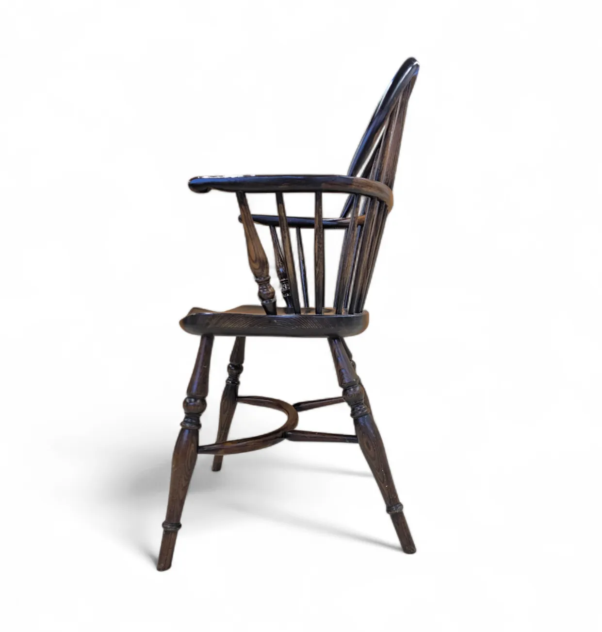 photo vintage 4 X Classic Georgian Bow And Stick Back Windsor Chair / Crinoline Stretcher Chairs