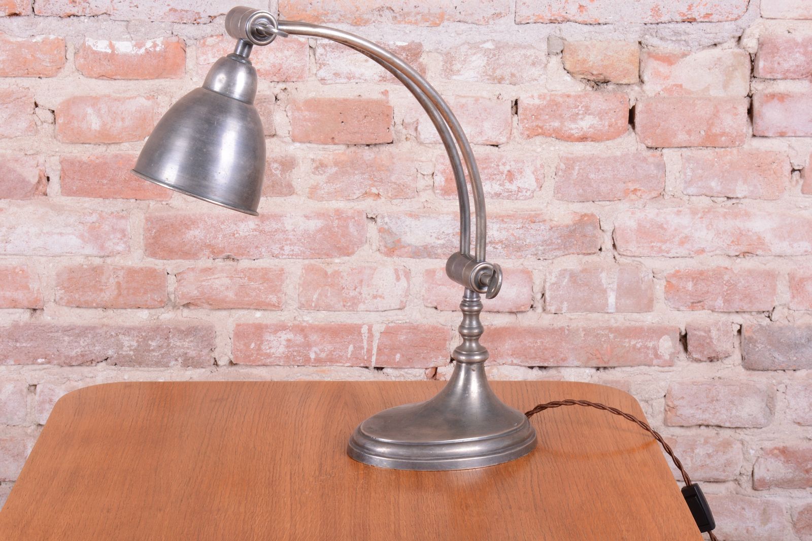 Restored Art Deco Table Lamp, Chrome Plated Steel, France, 1920s photo Lighting