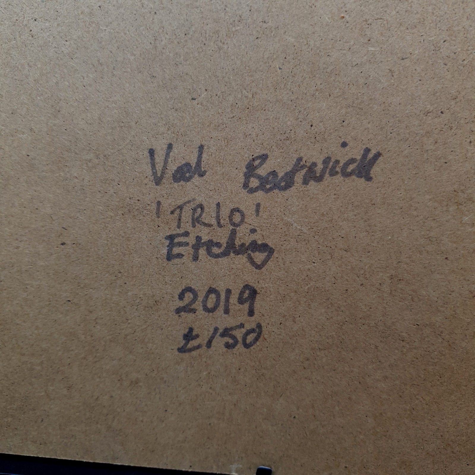 photo vinterior Val Bestwick Etchings Mounted On Canvas 2019 'Trio' Black & White Rare L54xh44cm