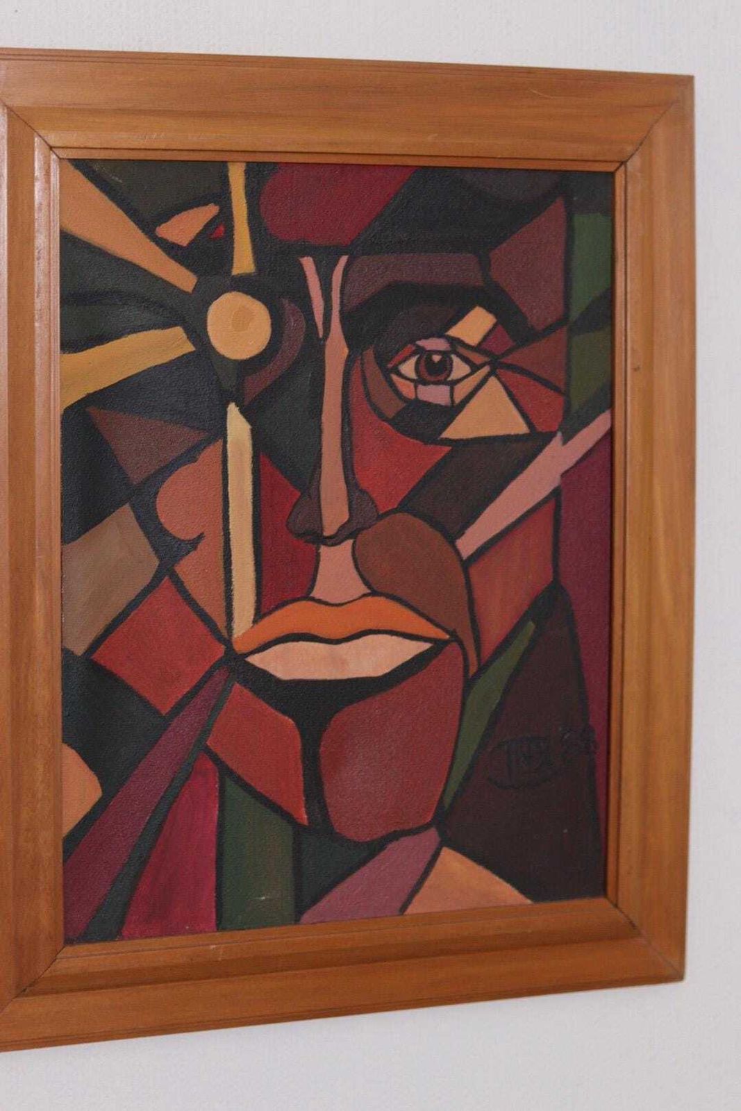 photo buy Original Scandinavian Oil On Canvas – “Face”  – Tnx 88 Vintage & Framed  56 × 46 Cm (22" × 18.1")