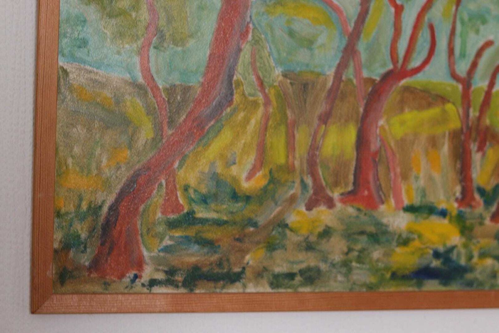 Original Swedish Oil On Panel – “Wavy Trees” By Bertil Almgren – Vintage & Framed  49 × 51 Cm (19.3" × 20.1") photo furniture