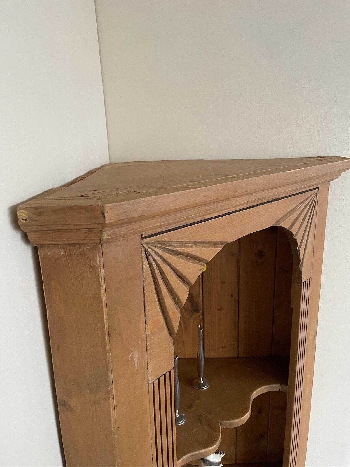 Vintage Wooden Arts Crafts Style Pine Corner Cabinet Unit Shelving photo furniture