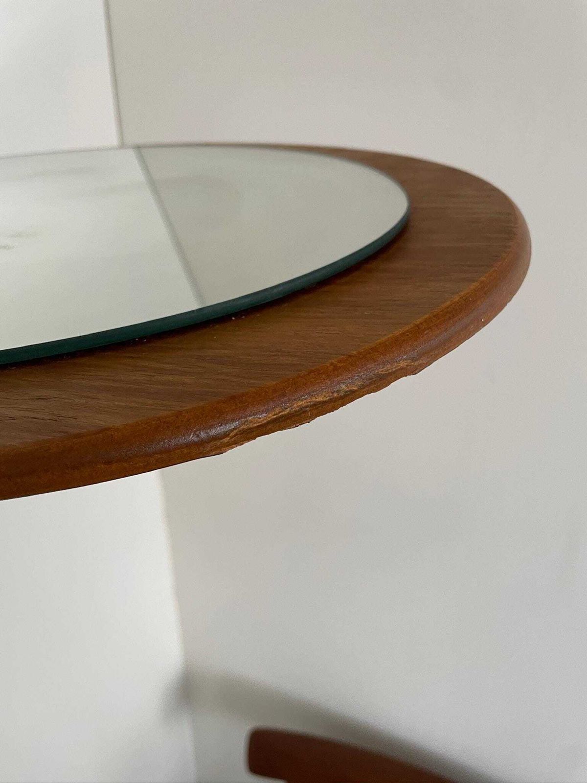 Mid Century Modern Teak Oval Wall Mirror photo 75.0
