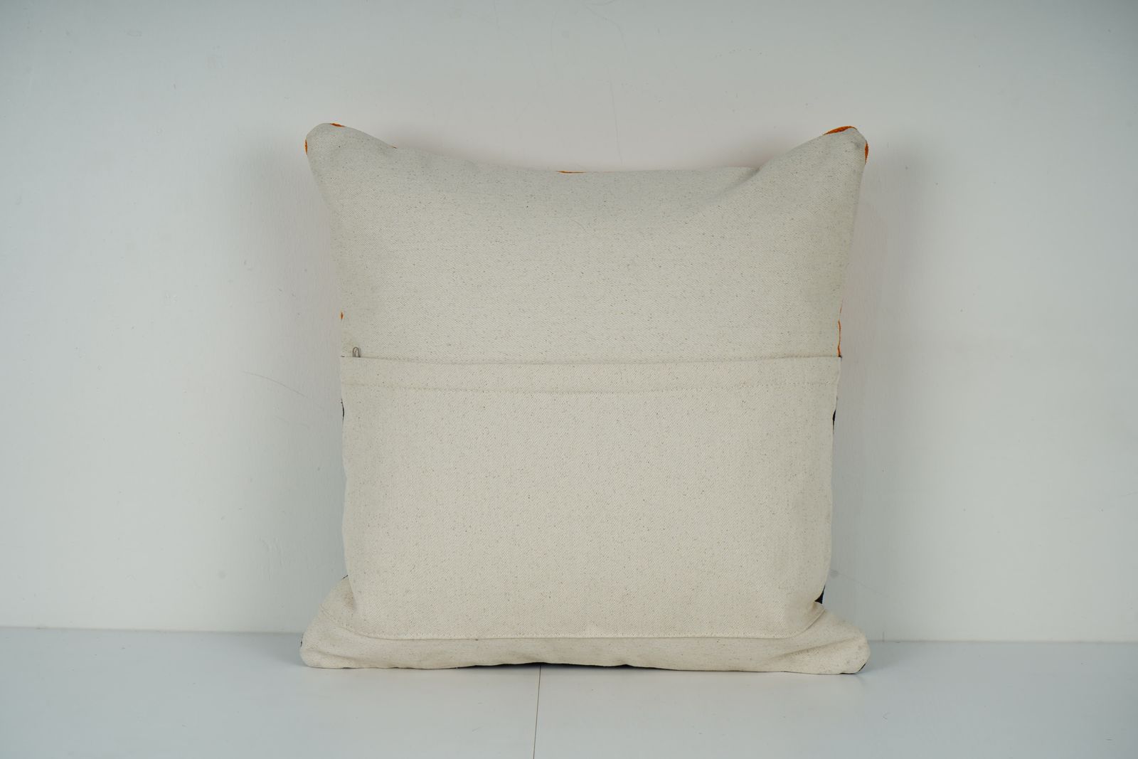 Turkish Kilim Pillow Cover, Burnt Orange & Black Color Block Handmade Cushion photo furniture
