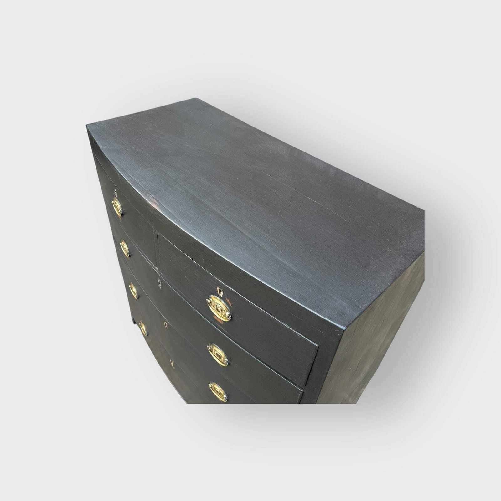 Antique Painted Bow Fronted Chest Of Drawers 2 Over 3 Chest Of Drawers photo vinterior