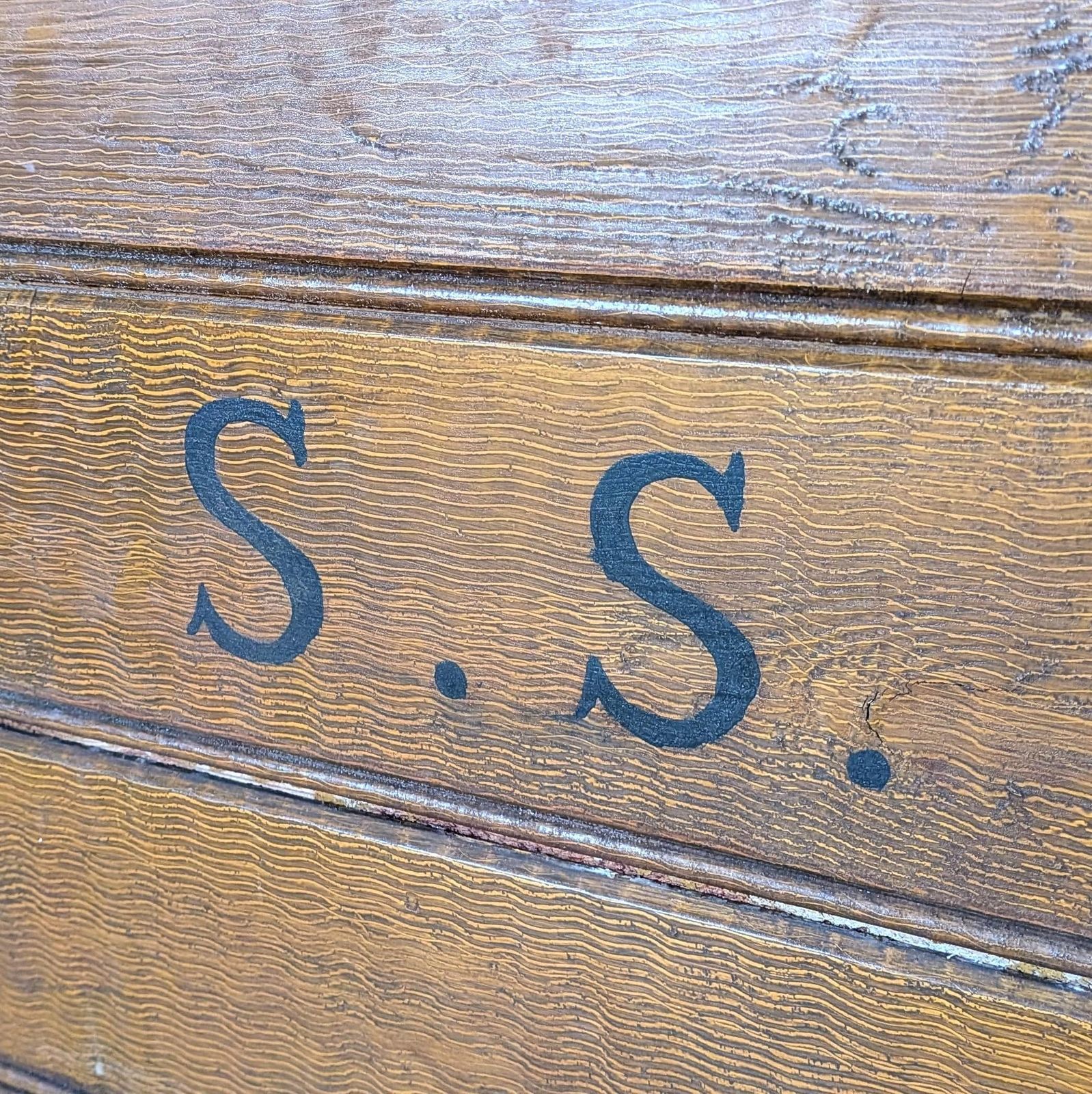 An Antique Painted Pine Chest Or Blanket Box In Original 'Faux Wood' Oak Paint Finish photo for sale