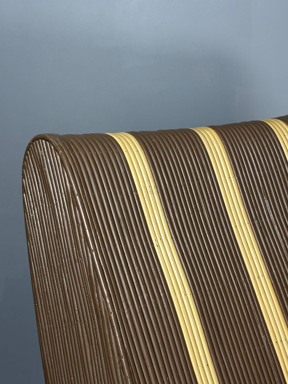 Curvy Wavy Pencil Reed Rattan Bamboo Low Lounge Chair, 1970s photo vinterior