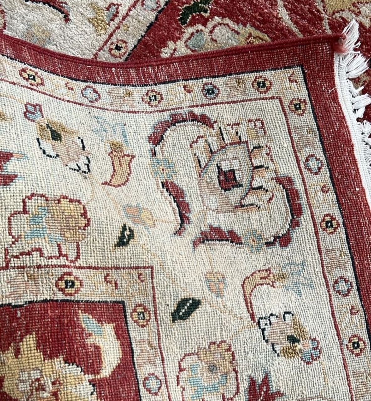 Large Hand Knotted Ziegler Style Wool Rug, Red And Ivory photo vinterior