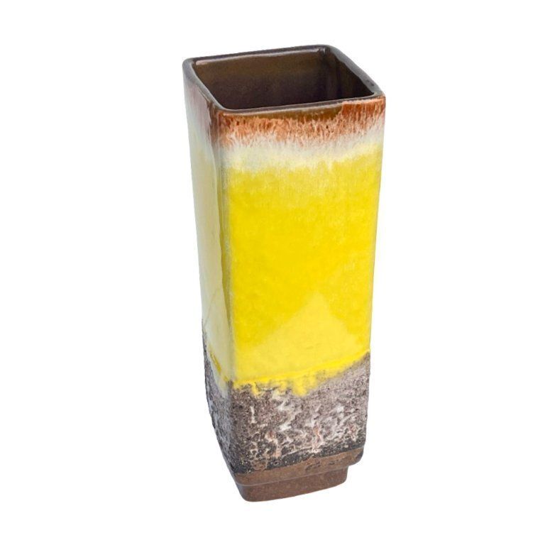 Strehla Vase 1224/24 – Germany, 1970s, Fat Lava, Yellow Glaze photo Home Decor