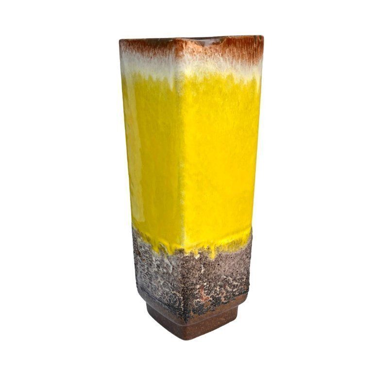 Strehla Vase 1224/24 – Germany, 1970s, Fat Lava, Yellow Glaze photo vintage