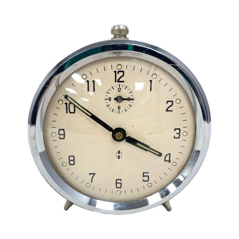 Vintage Haller Mechanical Alarm Clock, Germany, 1960s, Cream, Working