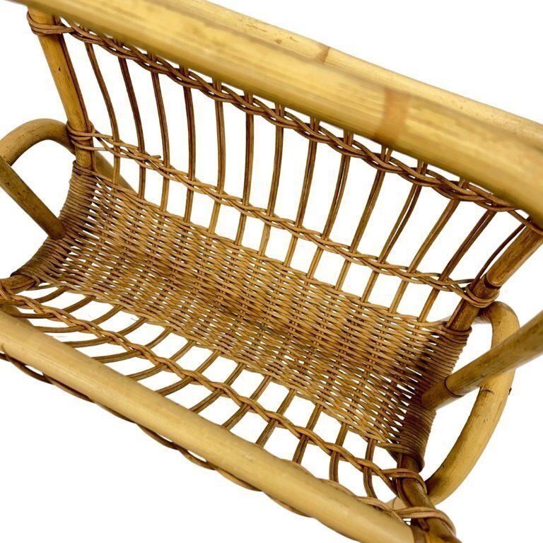 Vintage Wicker Newspaper Rack, Boho/Prl, Franco Albini Style, Italy 1970s photo Home Decor