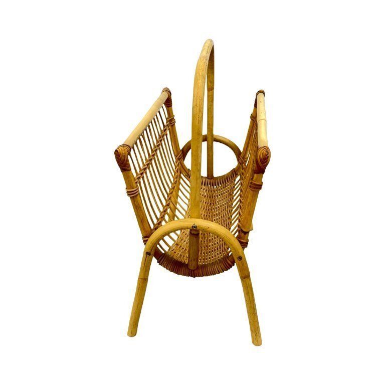 Vintage Wicker Newspaper Rack, Boho/Prl, Franco Albini Style, Italy 1970s photo buy