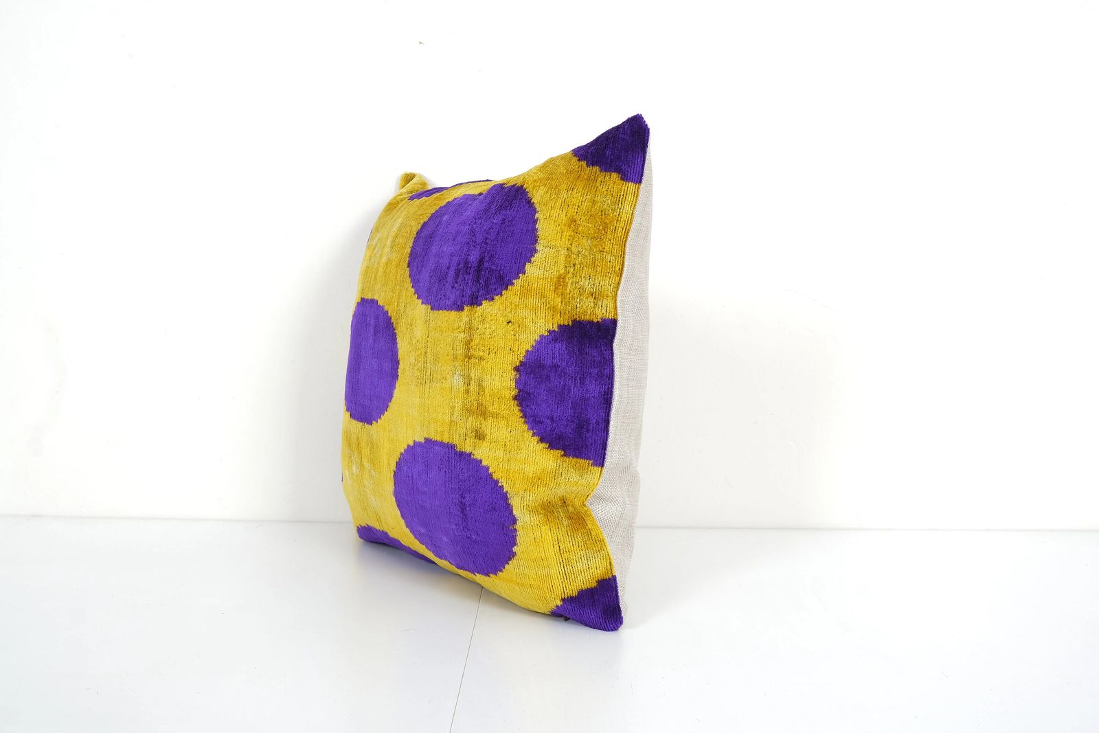 Velvet Ikat Pillow Cover, Dots Purple, Bohemian Cushion photo furniture