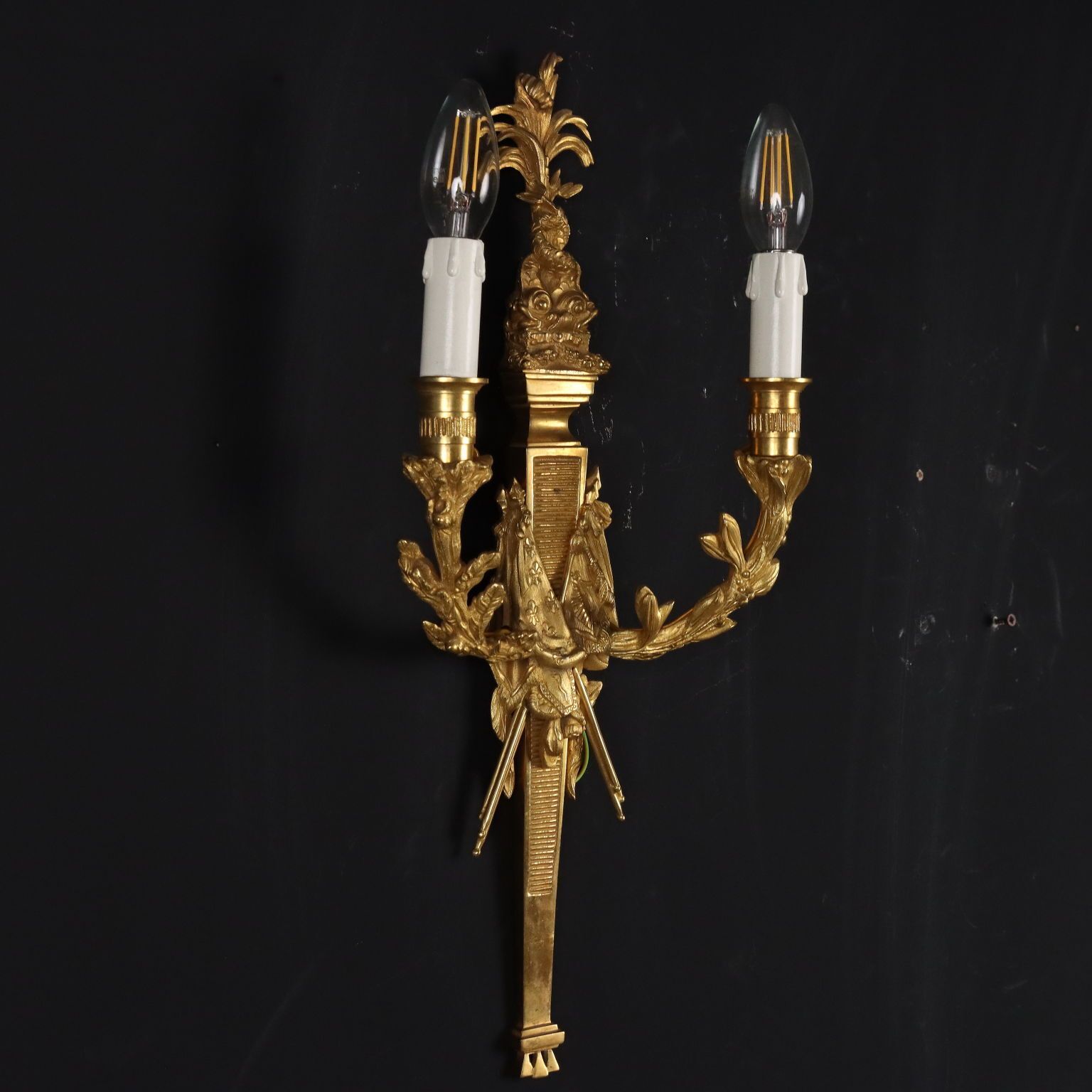 photo for sale Pair Of Wall Lamps Neoclassical Style XX Century Chandeliers
